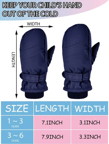 Miniatura 3 de 3 pares de guantes impermeables para niños, guantes de nieve para invierno, guantes de esquí cálidos para niñas y niños
