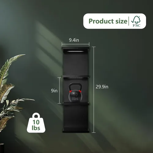 Miniatura 2 de VIWODS Estante de pared de 4 niveles con luces LED, estante flotante para decoración del hogar, estante vertical montado en la pared