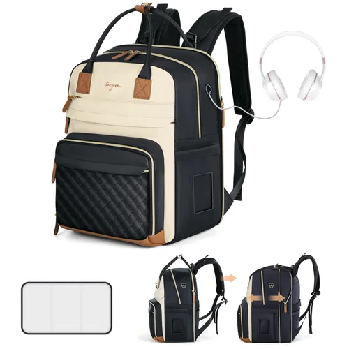 Mochila de Pañales - Mochila de Pañales Extra Grande para 2 Niños Gemelos, Bolsos de Viaje para Bebés para Mamá Papá 25-37L Expandible con Negro y
