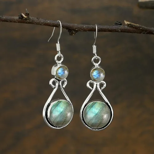 Miniatura 3 de Pendientes colgantes hechos a mano con piedras preciosas naturales 925, Gema, Gema