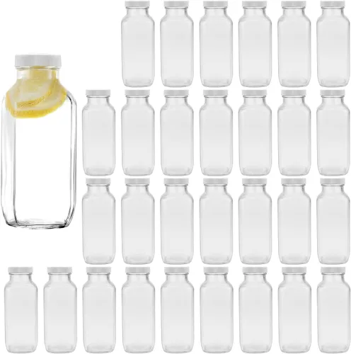 Miniatura 8 de Botellas de vidrio de 8 onzas, botella de agua de vidrio reutilizable con tapas herméticas, tarros de bebida vintage para batidos, kombucha, té