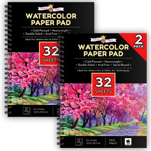 Miniatura 9 de Papel de acuarela de color blanco, paquete de 2 (64 hojas), cuaderno de bocetos de papel de color de agua, bloc de papel de acuarela, cuaderno