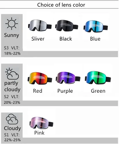 Miniatura 7 de Gafas de esquí, gafas de snowboard de nieve 100% protección UV para hombres, mujeres y jóvenes