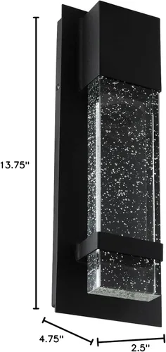 Miniatura 7 de Sunlite Aplique de pared LED, marco de metal negro con panel de vidrio efecto gota de lluvia, 4.75 pulgadas de ancho, luz diurna de 5000 K