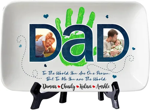 Miniatura 18 de Plato personalizado para asar para papá con nombres de niños, arte infantil, placa de servicio de impresión de mano para la familia, placa de Plato