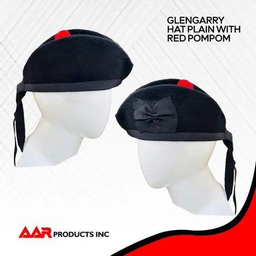 Miniatura 19 de AAR Gorros Glengarry Balmoral Kilt Scottish para hombre en dados y lisos 100% lana Piper 52-62