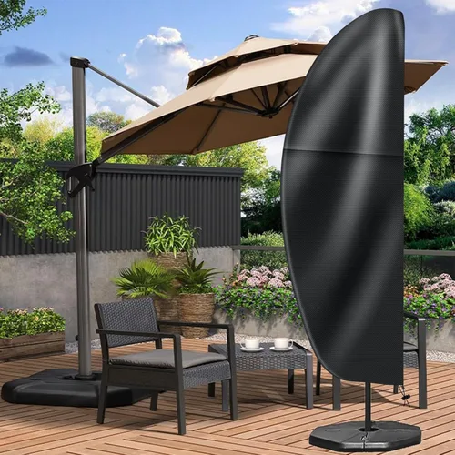 Miniatura 6 de Funda para sombrilla de patio para exteriores, tela Oxford 420D resistente con poste y cremallera, fácil de instalar, impermeable, resistente a