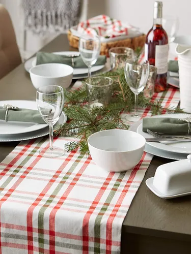Miniatura 2 de DII Jolly Christmas Tree Collection - Decoración navideña de mesa y cocina, camino de mesa, 14 x 72 pulgadas, cuadros navideños