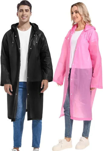 Miniatura 128 de 2 abrigos de lluvia de Borogo para adultos, chaquetas de lluvia reutilizables para hombres y mujeres