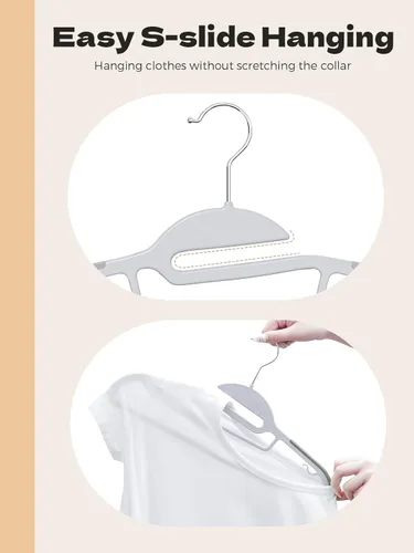 Miniatura 6 de HOUSE DAY Paquete de 100 perchas de plástico resistentes, perchas delgadas grises que ahorran espacio, perchas duraderas en forma de S Gris claro +