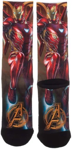 Miniatura 2 de Bioworld Marvel Avengers Infinity War Iron Man sublimado diseño de personajes calcetines, Iron Man