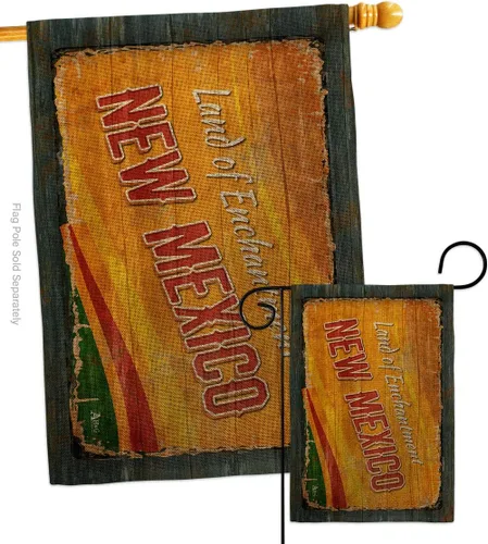 New Mexico Vintage Burlap Garden House Flags Set Americana States USA American Territories Republic Country Particular Area Small Decorative Gift