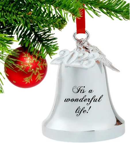 Miniatura 6 de FKOG 2025 Adorno de Campana de Navidad It's A Wonderful Life, Campana Plateada para Árbol de Navidad y Adorno de Campana de Trineo, Regalos