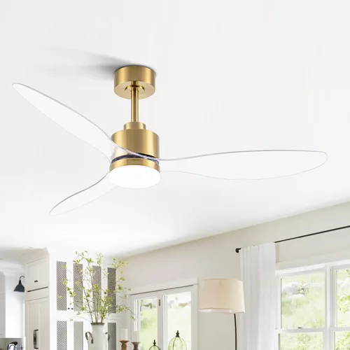 Miniatura 11 de Ventilador de techo de 52 pulgadas con luces y control remoto, motor CC silencioso, 3 aspas reversibles, 6 velocidades, ventilador de techo Negro