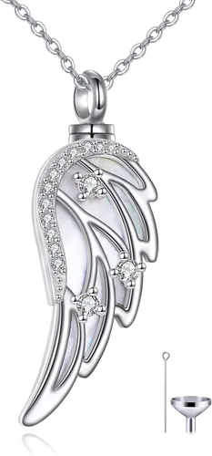 Miniatura 14 de URONE Collares de urna para cenizas de plata de ley 925, concha de abulón, árbol de la vida, joyería de cremación para cenizas, joyería de memoria