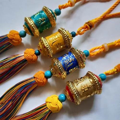 Miniatura 2 de Adornos budistas para colgar en el auto, rueda de oración budista, adorno de Feng Shui, decoración para el hogar, coche, colgar en el espejo