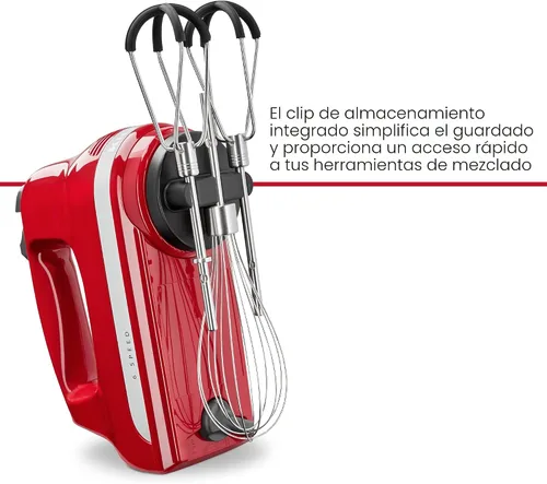 Miniatura 3 de KitchenAid KHM6118 - Batidora de mano de 6 velocidades con batidores de borde flexible Empire Red