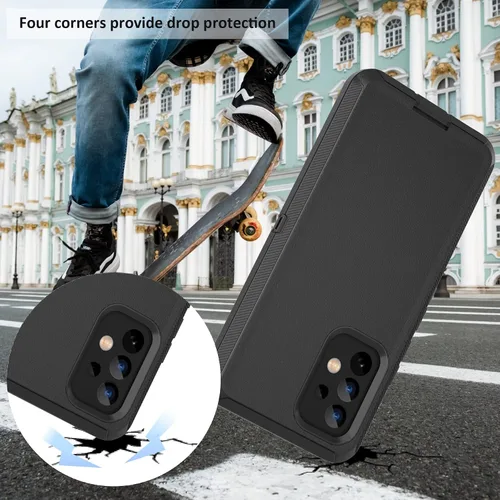 Miniatura 5 de Funda compatible con Samsung Galaxy A53 5G, con clip para cinturón, resistente, a prueba de golpes, protección de cuerpo completo, con función atril