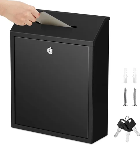 Yaocom Caja de Donaciones en Efectivo de Metal, Caja Fuerte de Colección, Caja de Sugerencias con Cerradura, Buzón Montado en la Pared, Contenedor