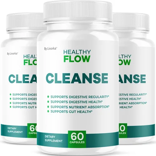Paquete de 3 cápsulas de limpieza de flujo saludable, píldoras oficiales de limpieza HealthyFlow, apoyo diario premium, fórmula digestiva natural
