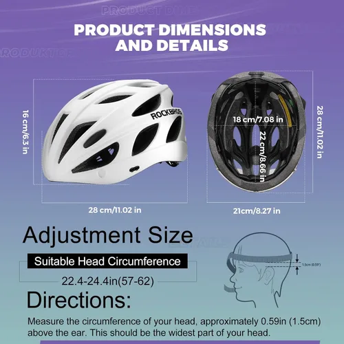 Miniatura 5 de ROCKBROS - Casco de bicicleta para hombres y mujeres adultos con ajuste sugerido de 58-65cm, gafas magnéticas desmontables y visera solar, ligero