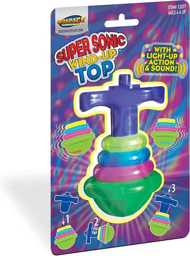 Miniatura 2 de Geospace Super Sonic Wind-Up Spinning Tops con luz y sonido (paquete individual)