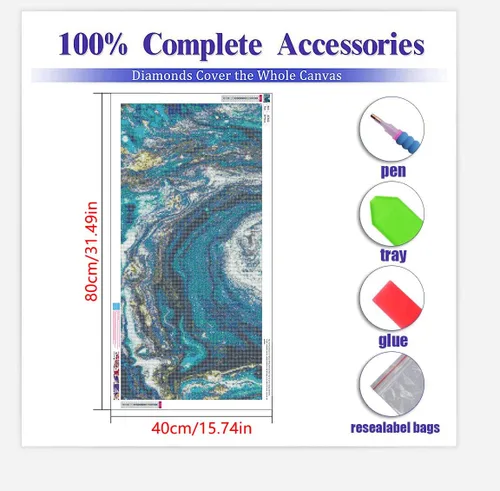 Miniatura 3 de BOHADIY Kits de pintura de diamantes para adultos, kits de arte de diamantes 5D para adultos, tamaño grande abstracto de 16 x 31 pulgadas, pinturas