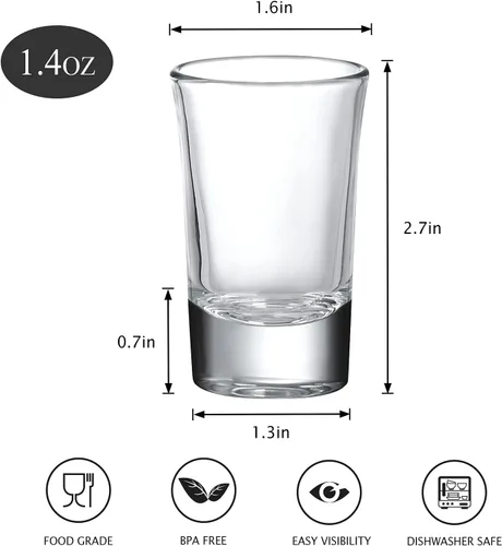 Miniatura 2 de Paquete de 40 vasos de chupito de base pesada, juego de vasos de chupito de whisky de 1.4 onzas, vasos de vidrio pequeños para licor de licor, bar