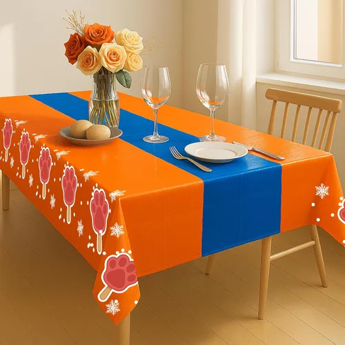 Miniatura 6 de 4 manteles de decoración de fiesta de cumpleaños 2 en 1 con estampado de patas, 54 x 108 pulgadas, mantel de pata de pata, mantel rectangular