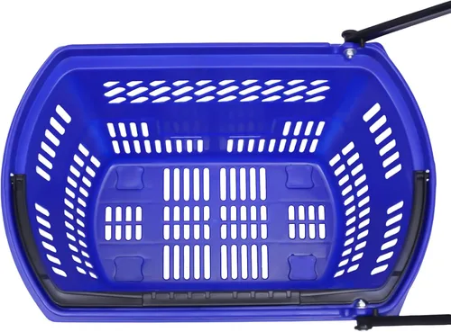 Miniatura 9 de Carrito de compras de 6 piezas, moderno carrito de compras de 35 l/9.2 galones con ruedas y asa, cesta de compras de PP independiente carrito de Azul