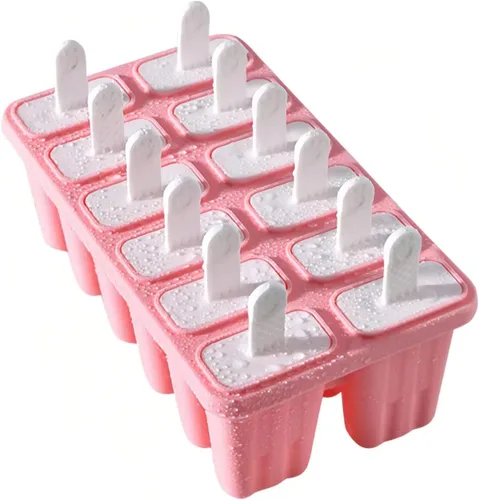 AuraGlor Juego de 12 moldes reutilizables para paletas de silicona, moldes para hacer helados, moldes para helados, accesorios de cocina, fácil