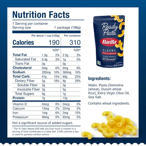 Miniatura 2 de Barilla Ready Pasta, pasta de macarrones con codos totalmente cocidos, sin OMG y Kosher, 7 onzas (paquete de 7)
