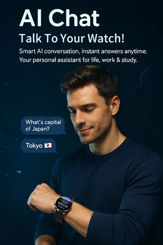 Miniatura 2 de Reloj inteligente AI, chat AI, traducción de 16 idiomas, rastreador de salud y fitness, elegante diseño de aleación de zinc, edición 2025