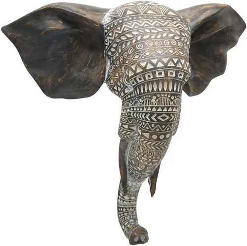 OTARTU Escultura de busto de pared de elefante africano de 11 pulgadas de alto, tallada, cabeza de elefante noble para colgar, decoración de pared,