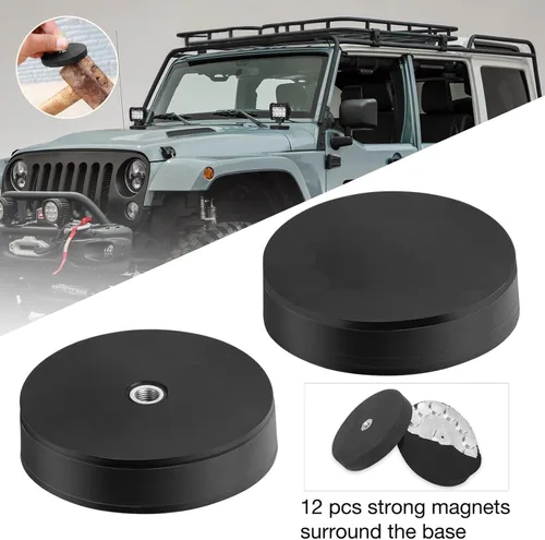 Miniatura 7 de Abrazadera de tubo, 2 piezas potente soporte magnético de montaje en base soporte de ventosa para barra de luz LED, soporte magnético para techo