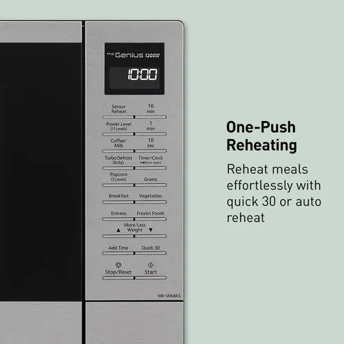 Miniatura 11 de Panasonic NN-SN68KS - Horno microondas compacto con potencia de 1200 W, sensor de cocción, botón de palomitas de maíz, descongelación rápida de 30