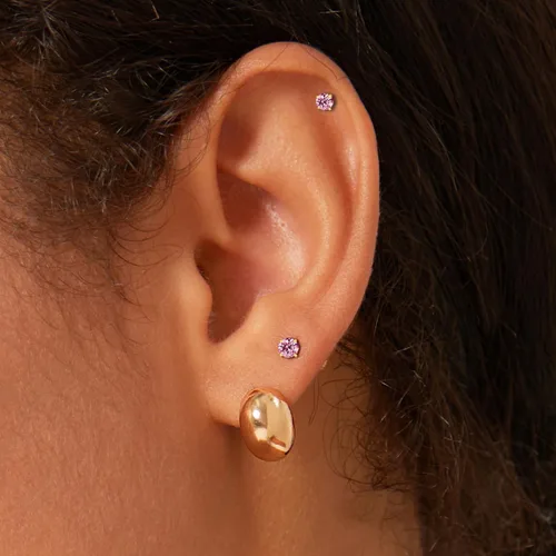 Miniatura 17 de Aretes de tuerca de circonita cúbica pequeña de 0.118 pulgadas, aretes de tuerca de oro de 14 quilates con circonita cúbica para cartílago, hélix