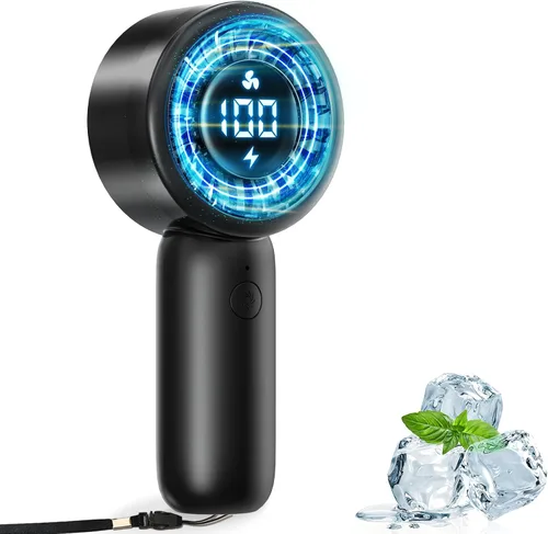 Miniatura 8 de Ventilador turbo portátil de mano con pantalla LED, refrigeración turboalimentada de 32 pies, larga duración, 5 velocidades de 4 onzas, ligero