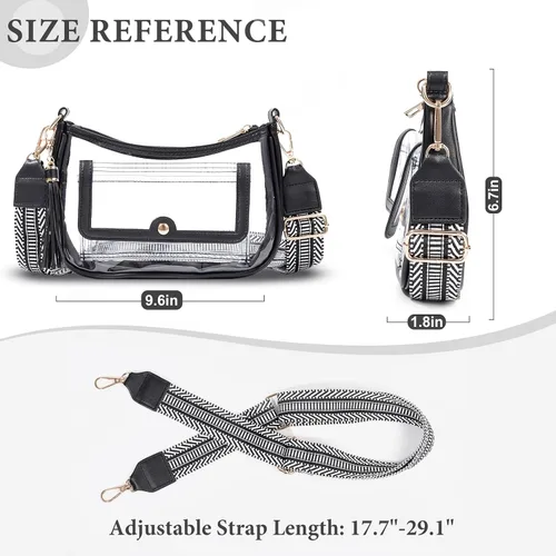 Miniatura 4 de Bolsa transparente para eventos de estadio, monederos transparentes para mujer, bandolera aprobada para estadios