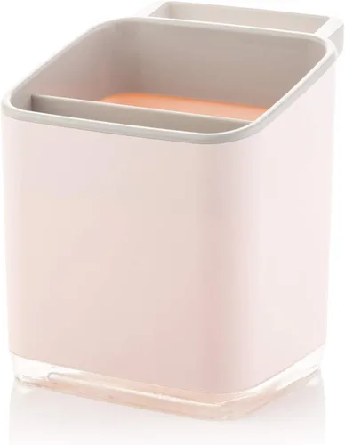 Miniatura 9 de Minky Homecare Organizador de esponja para fregadero con bandeja extraíble, riel para paños y boquilla de drenaje, organizador de huellas pequeñas