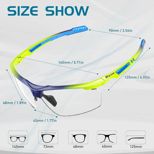 Miniatura 3 de SCVCN Gafas de sol deportivas fotocromáticas para ciclismo, gafas transparentes para hombres y mujeres, protección UV400, MTB BMX, pesca, correr