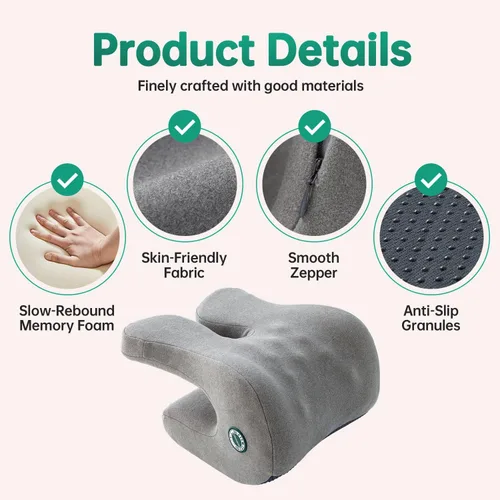 Miniatura 6 de Silla de oficina con reposacabezas, almohada para el cuello de espuma viscoelástica, soporte para el cuello, almohada de reposacabezas de apoyo