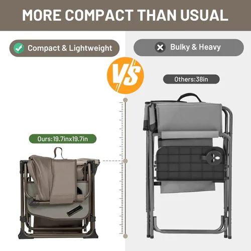 Miniatura 5 de Timber Ridge Silla de aluminio para directores de campamento con bolsillo para mesa lateral, silla plegable portátil, silla de césped resistente