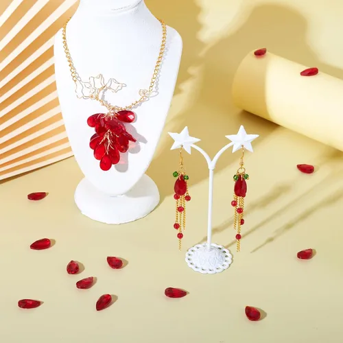 Miniatura 3 de Pandahall - 100 cuentas de cristal de lágrima roja facetadas, colgantes de cristal para pulseras de San Valentín, aretes, collares, fabricación