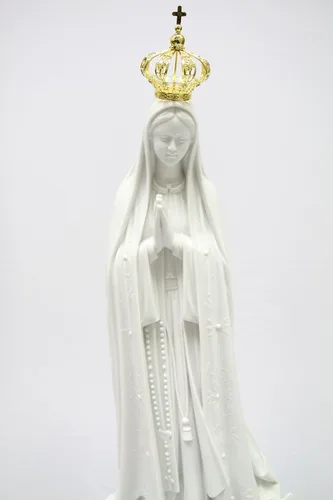 Miniatura 2 de Vittoria Collection Figura de escultura de Virgen María con corona blanca de 28 pulgadas, hecha en Italia, interior y exterior, para jardín, gruta