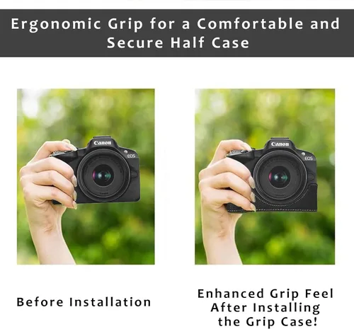 Miniatura 4 de Funda para cámara Canon EOS R50 Half Cover Case Grip BEADY PU Leather EOS r50 Funda protectora negra