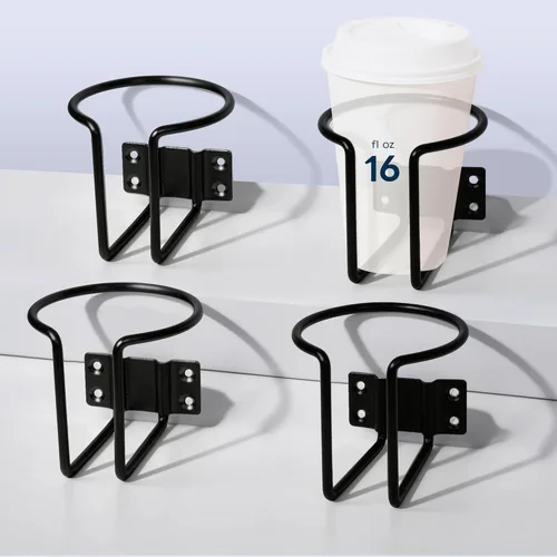 marinexplore 4 Piezas Portavasos para Barco, Portavasos de Acero Inoxidable Montado en la Pared para Bebidas, Portavasos de Anillo Negro Soporte de