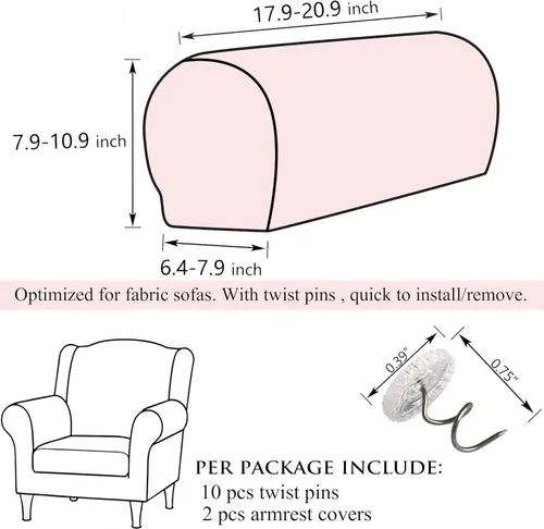 Miniatura 2 de Fundas para Brazos de Sofá, Sillón y Sillón Reclinable Elásticas, Fundas para Reposabrazos, Juego de 2 (Rojo Vino)