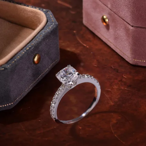 Miniatura 7 de SEIARA Anillos de compromiso de moissanita para mujer, anillos de promesa para ella, anillos con comodidad clásica y anillo de compromiso