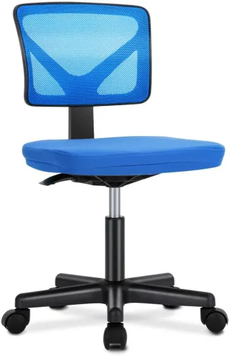 Miniatura 12 de Silla de oficina de malla sin brazos, silla de escritorio ergonómica con respaldo bajo, sillas giratorias ajustables para computadora para espacios